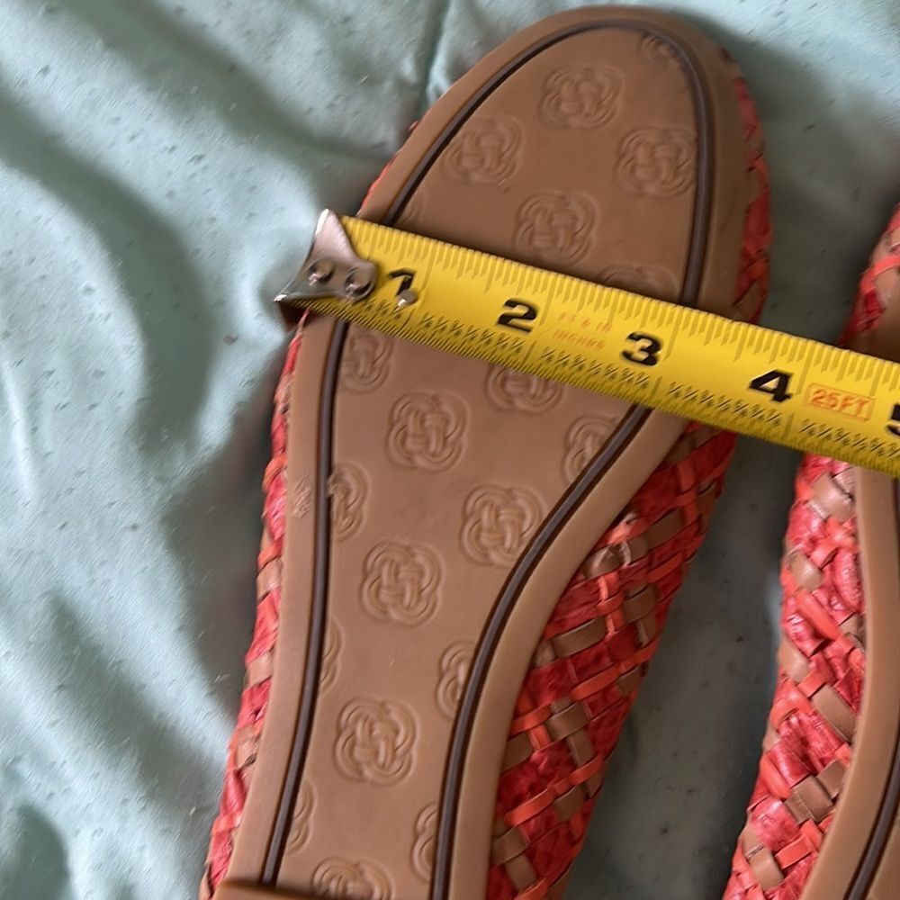 Elliott Lucca leather orange and tan woven ballerina flats with front bow SZ9 - Picture 11 of 12